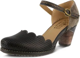 L'Artiste Parchelle Women's Hand Painted Leather D'Orsay Shoes with Strap