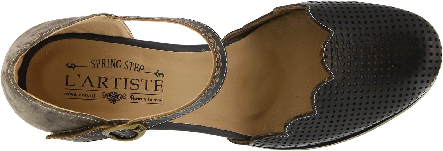 L'Artiste Parchelle Women's Hand Painted Leather D'Orsay Shoes with Strap