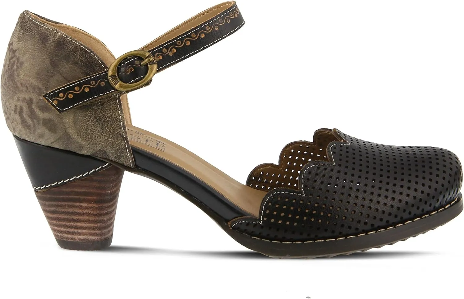 L'Artiste Parchelle Women's Hand Painted Leather D'Orsay Shoes with Strap