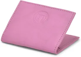Leatherboss Slim Thin Leather Credit Card Id Mini Wallet Holder Bifold Driver's License Safe (Pink)