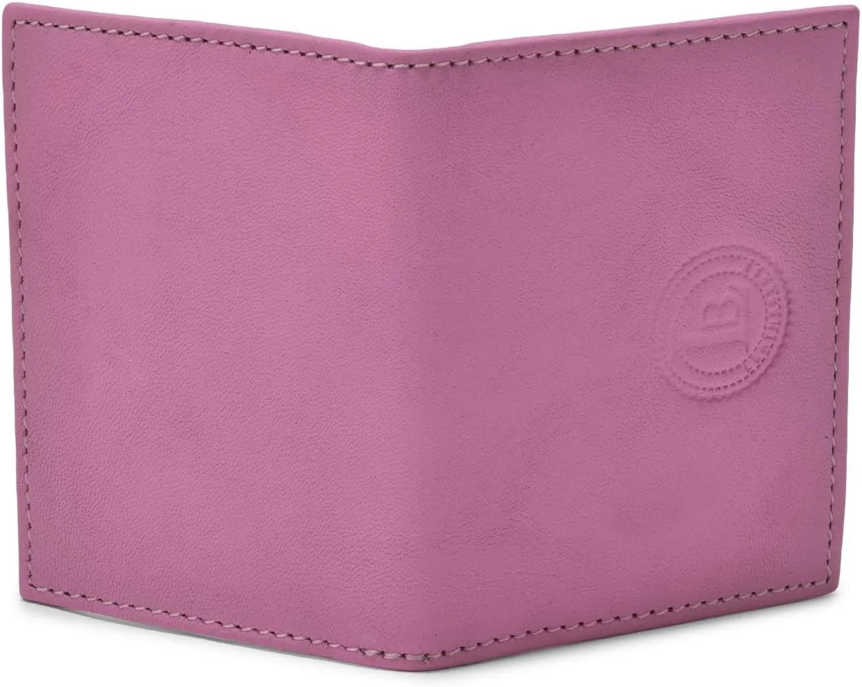 Leatherboss Slim Thin Leather Credit Card Id Mini Wallet Holder Bifold Driver's License Safe (Pink)