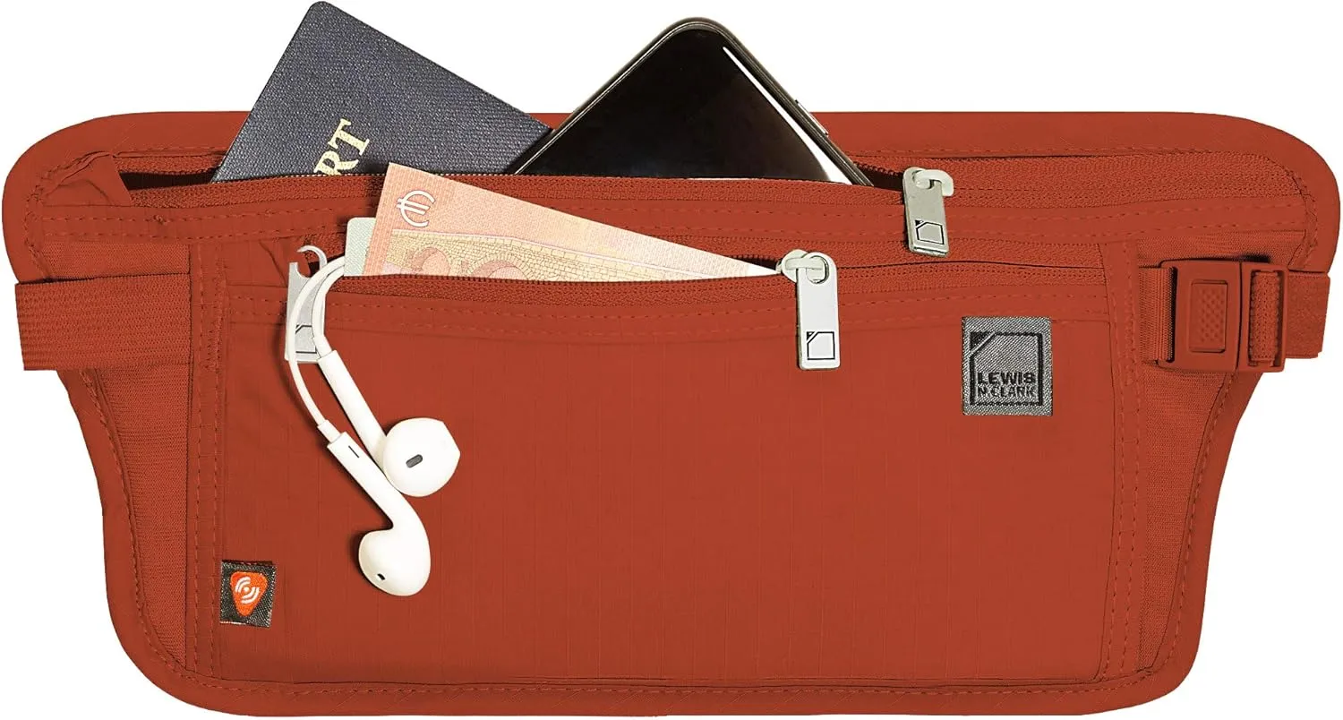 Lewis N. Clark RFID Blocking Money Belt Travel Pouch Waist Stash   Credit Card, Id, Passport Holder for Women & Men