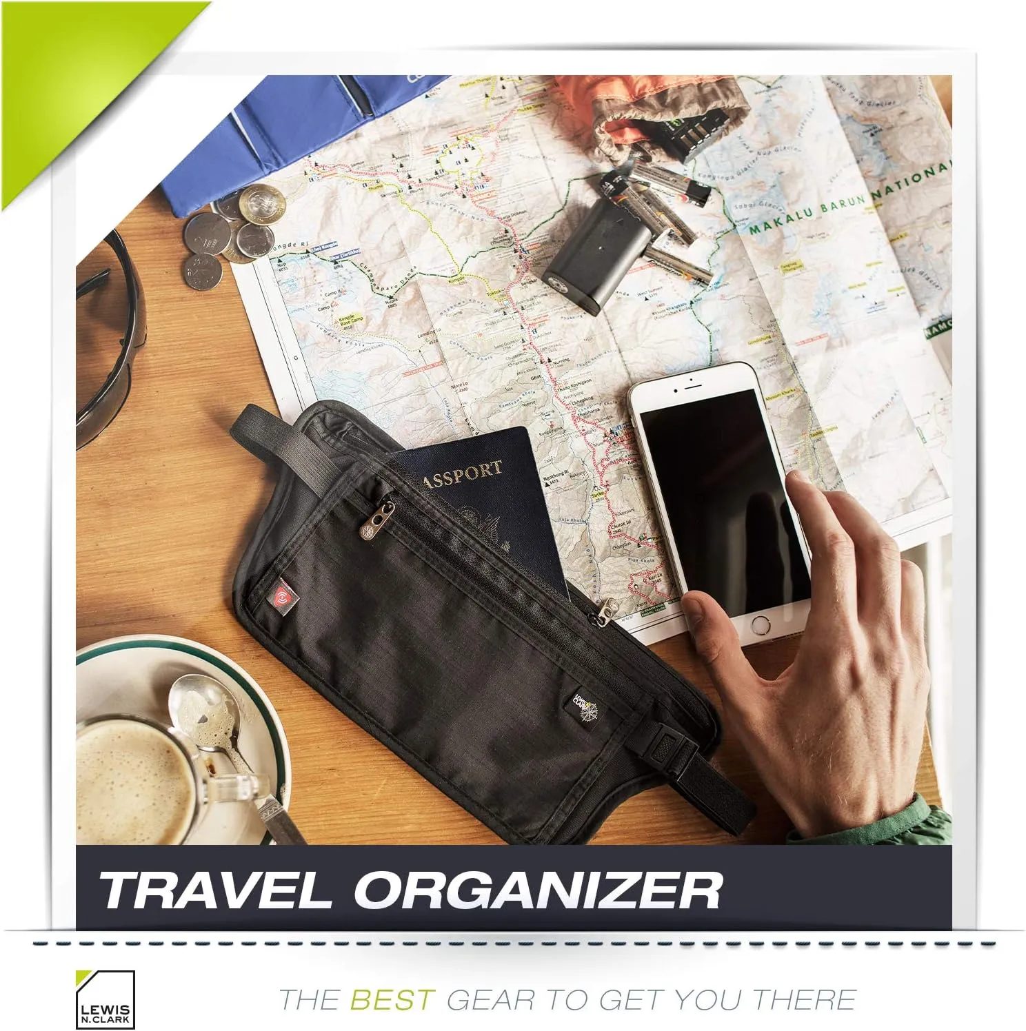 Lewis N. Clark RFID Blocking Money Belt Travel Pouch Waist Stash   Credit Card, Id, Passport Holder for Women & Men