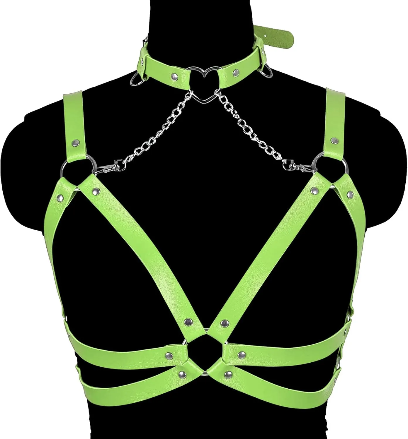 Lingerie cage Chest strap Leather Bra Body chain harness for women Punk Festival rave Dance Rock Photography Waist belt
