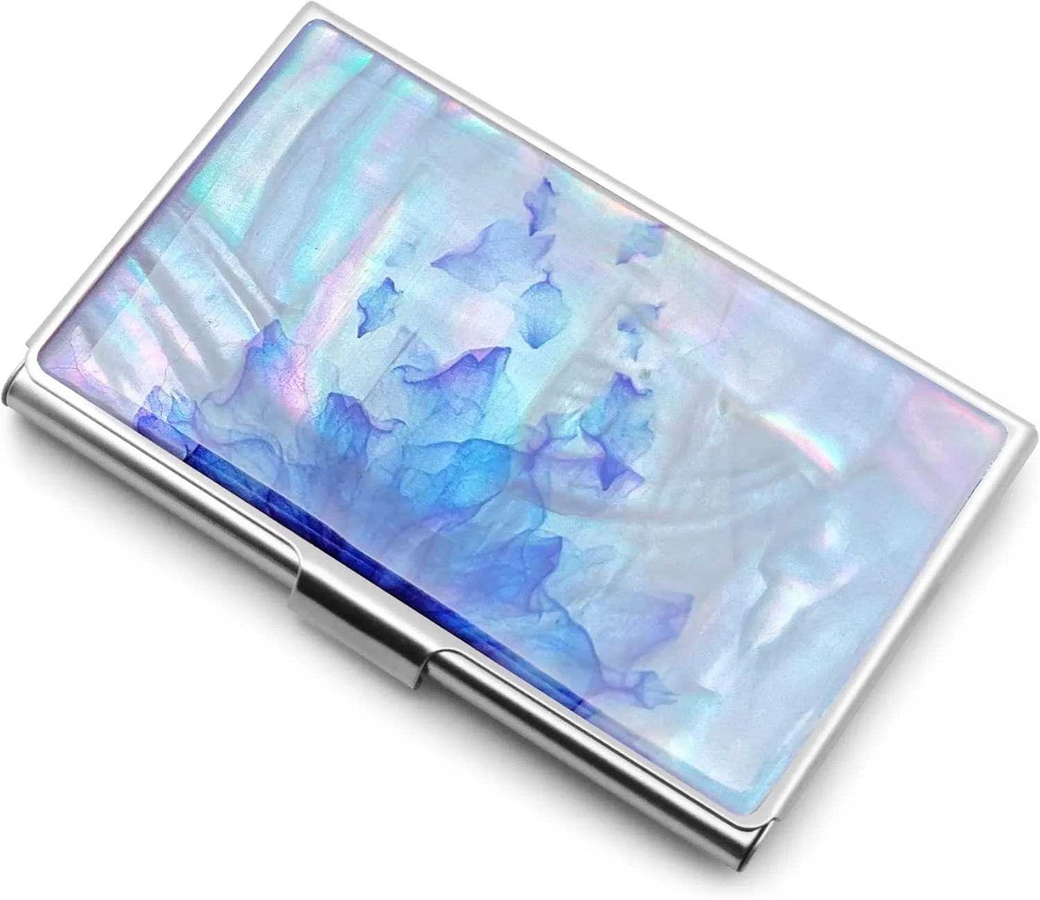 MADDesign Mother of Pearl Business Card Case Carrier Holder Wallet (Flower Purple)