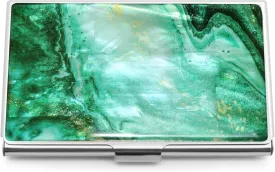 MADDesign Mother of Pearl Business Card Case Carrier Holder Wallet (Marble Green)
