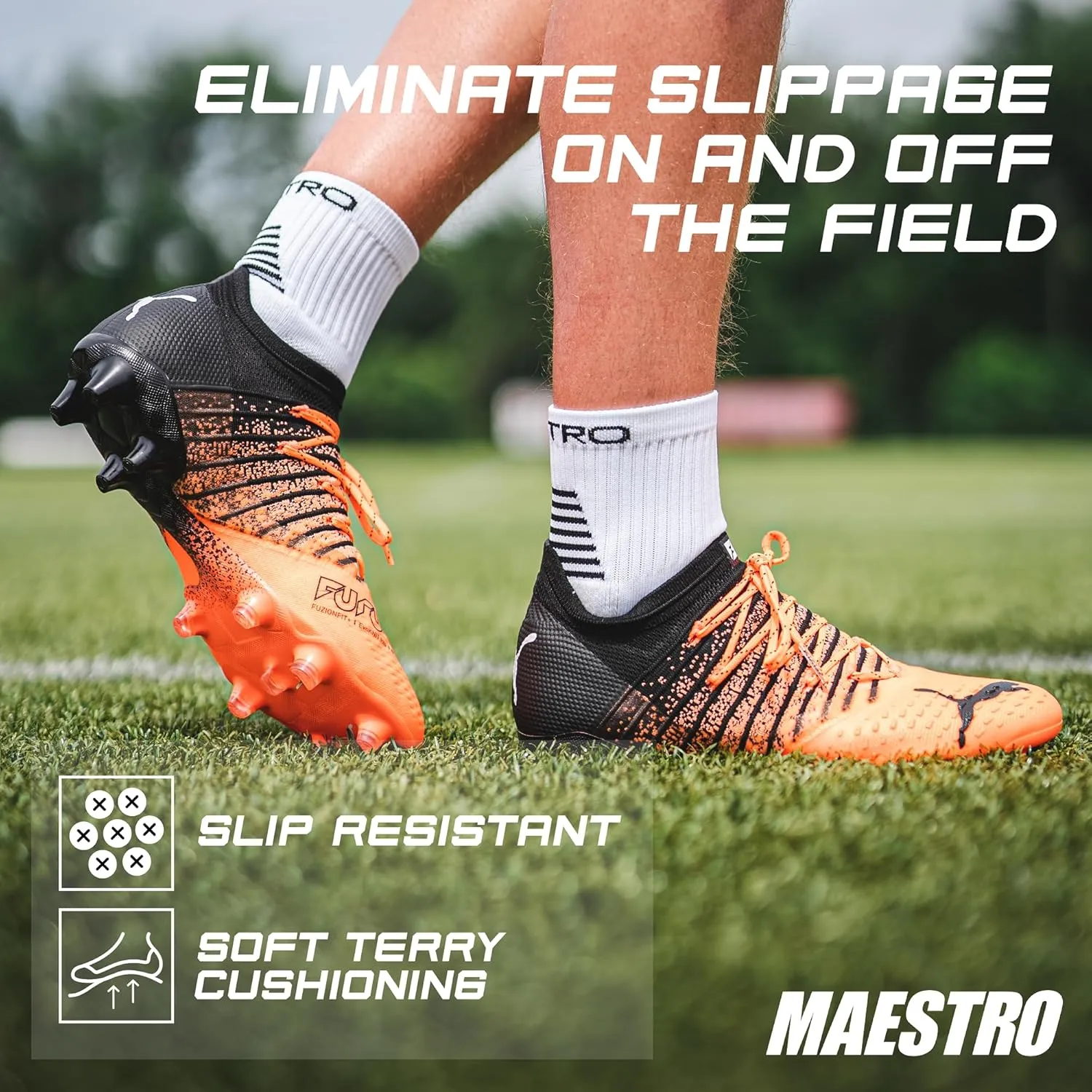 Maestro Soccer Grip Socks for Men and Women with Non-Slip Pads - Anti-Slip Socks Ideal for Football, Basketball, Sports