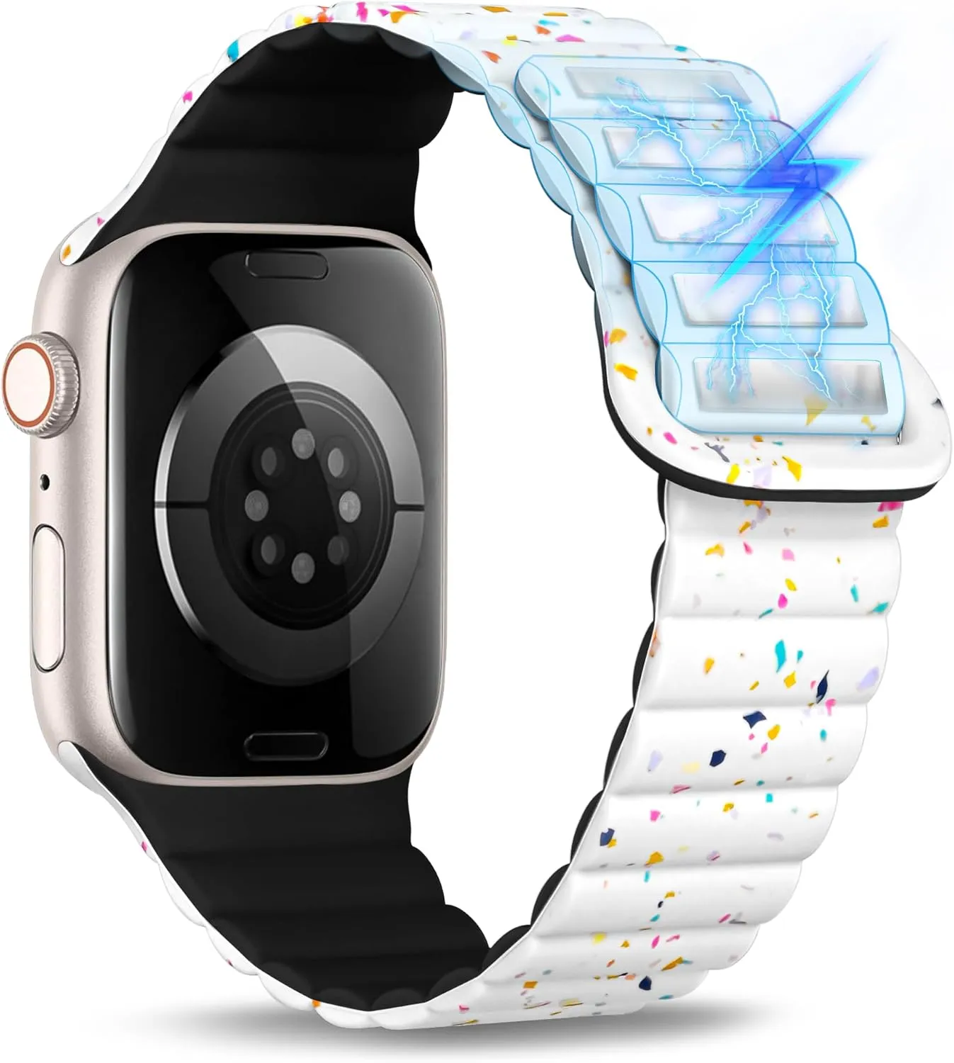Magnetic Sport Band Compatible for Apple Watch Bands for Women Men 44mm 40mm 45mm 41mm 38mm 49mm 42mm 46mm, Soft Silicone Breathable Wristband for Apple Watch Ultra 2 1 Series 10 9 8 7 6 5 4 3 2 1 SE-Black