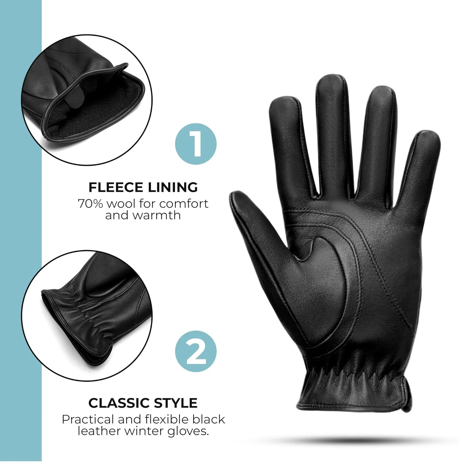 M&H SINCE 1978 Premium Men's Winter Leather Gloves - Warm, Stylish, and Perfect for Driving and Motorcycle Riding
