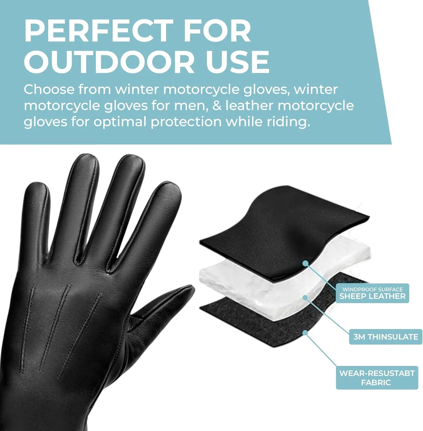 M&H SINCE 1978 Premium Men's Winter Leather Gloves - Warm, Stylish, and Perfect for Driving and Motorcycle Riding