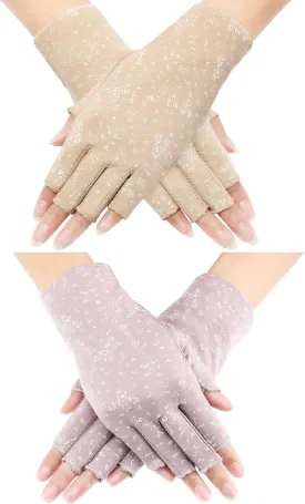 Maxdot Women Sunblock Fingerless Gloves UV Protection Driving Gloves Summer Mitten Non Slip for Outdoor Cycling Manicures