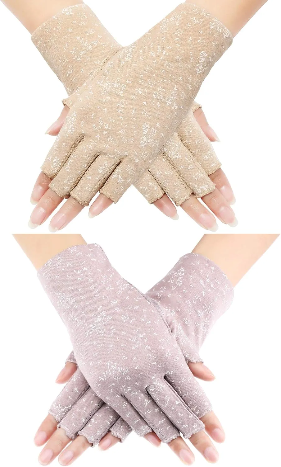 Maxdot Women Sunblock Fingerless Gloves UV Protection Driving Gloves Summer Mitten Non Slip for Outdoor Cycling Manicures