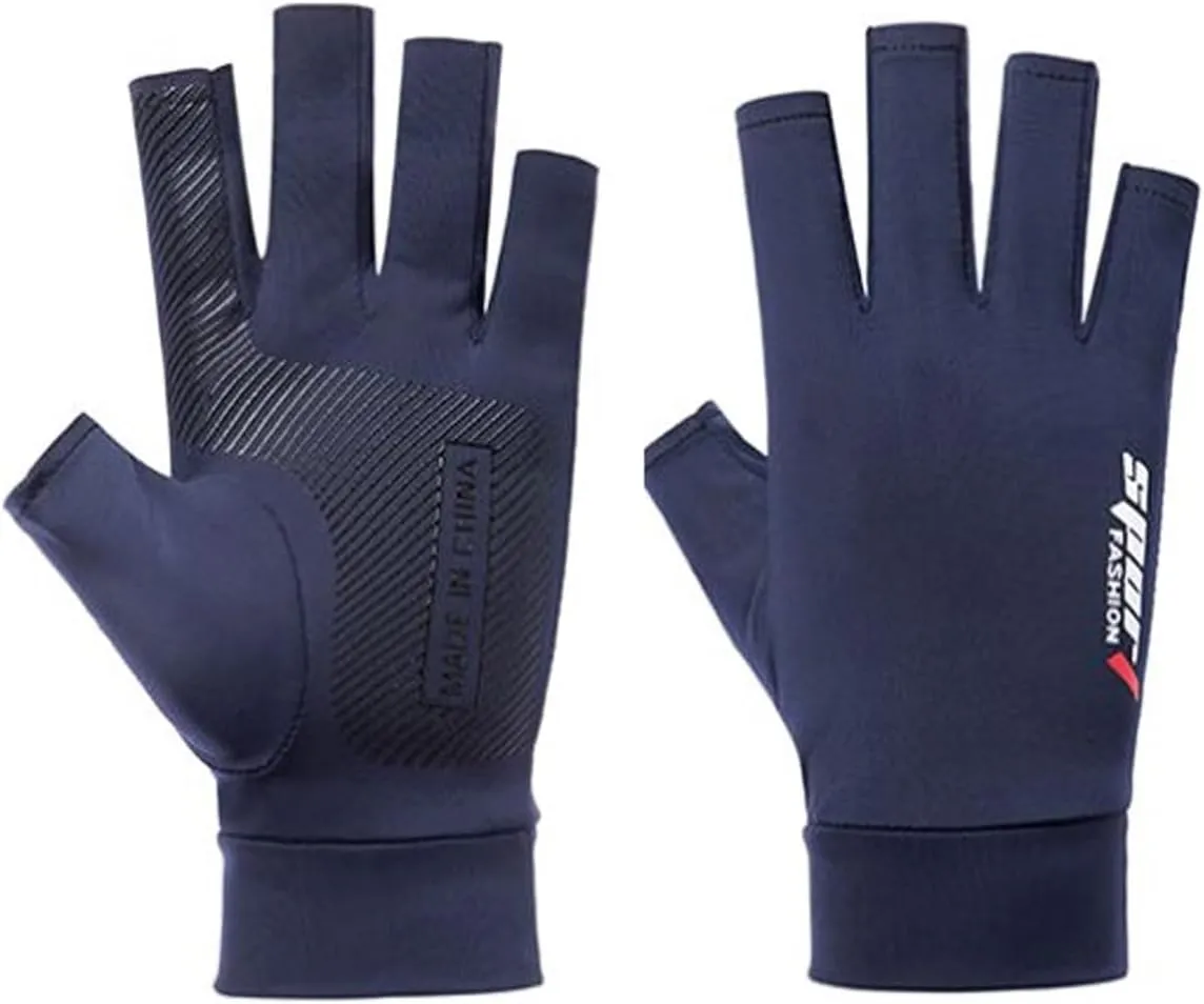 Men UV Protection Fishing Gloves Summer Outdoor Non Slip Fingerless Gloves for Hiking Driving Cycling Gloves