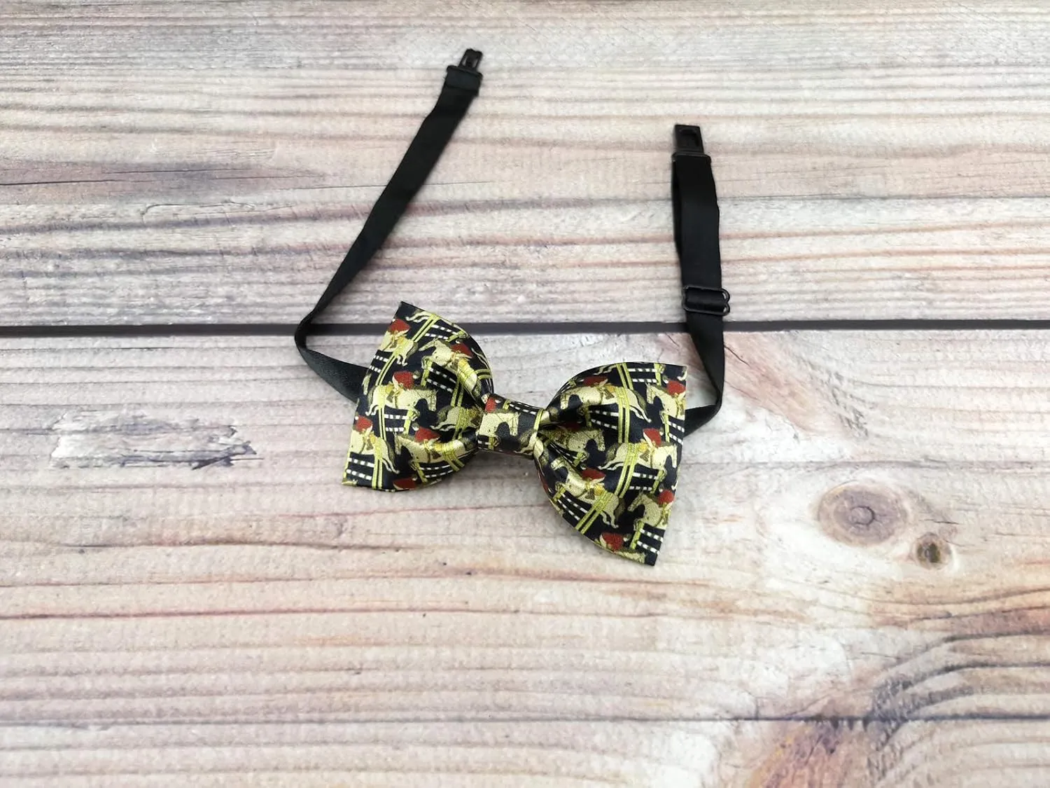 Men's 100% Satin Silk Racehorse Bow Ties Pre-tied Solid Horse Racing Bowtie