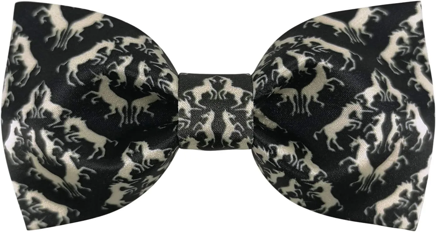 Men's 100% Satin Silk Racehorse Bow Ties Pre-tied Solid Horse Racing Bowtie