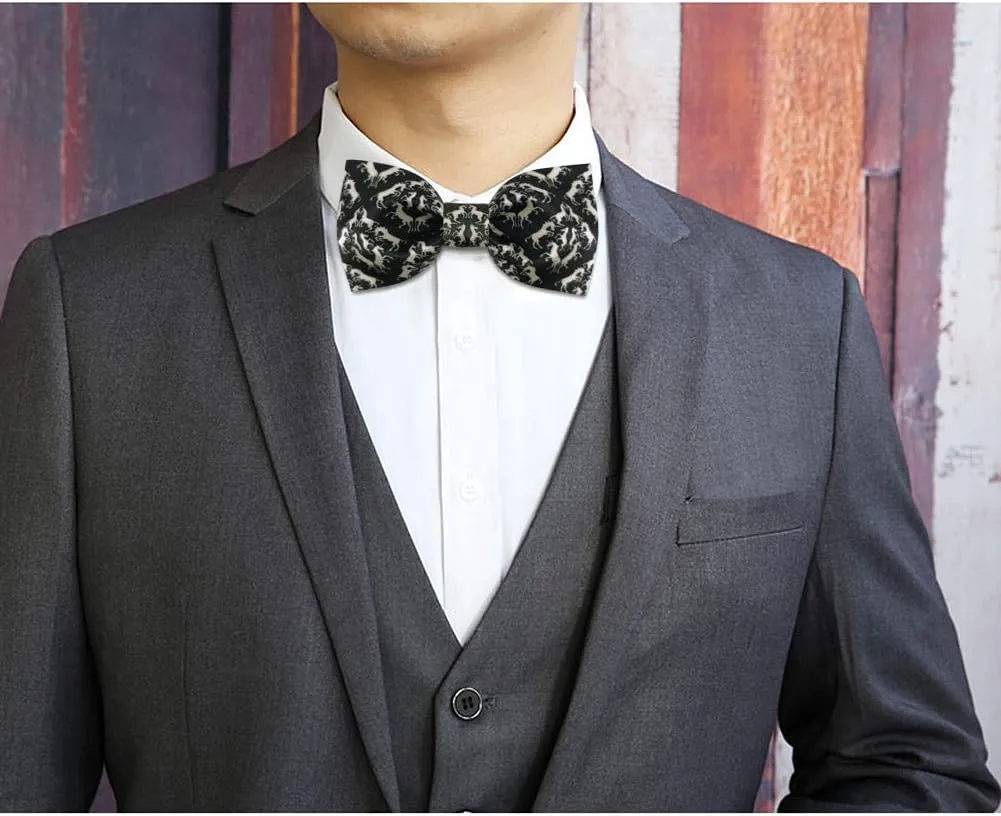 Men's 100% Satin Silk Racehorse Bow Ties Pre-tied Solid Horse Racing Bowtie