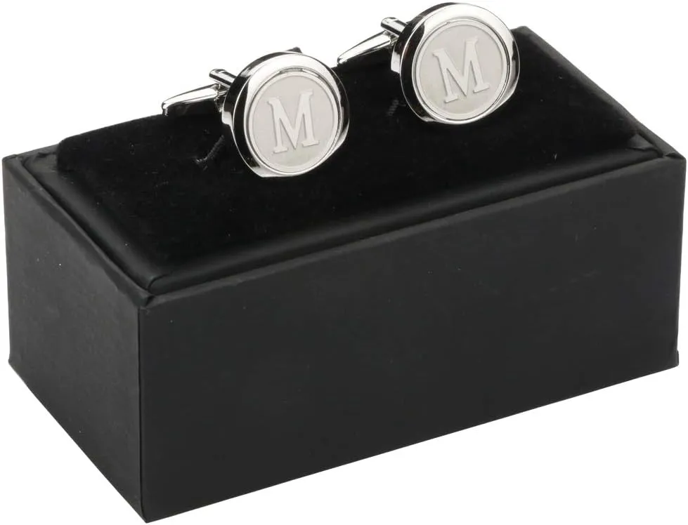 Mens Classic Stainless Steel Initial Cufflinks 26 Alphabet Initial Letter Cufflinks Business Wedding Shirts A-Z