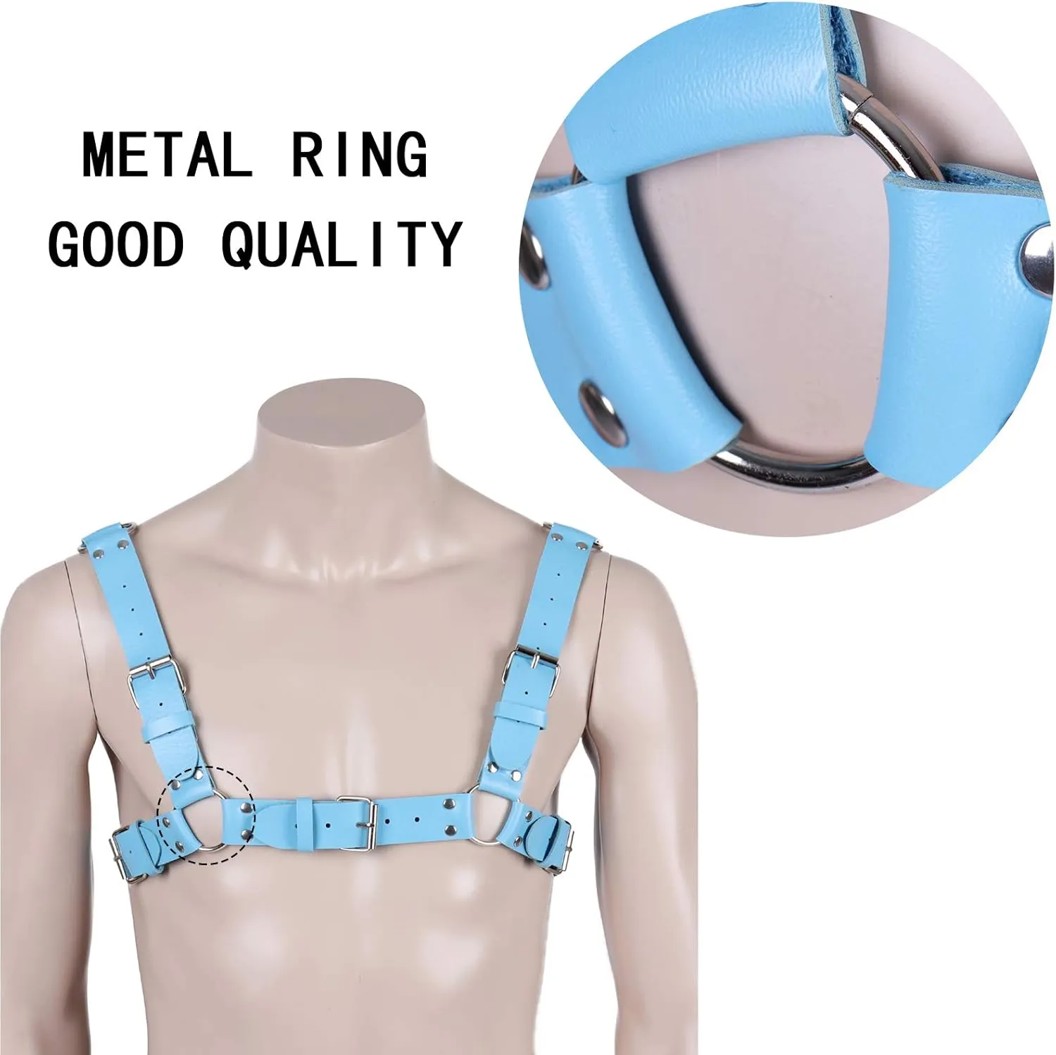 Men's Leather Body Harness Punk Chest Strap Harness Belt Adjustable Gothic Carnival Dance Costume Accessories