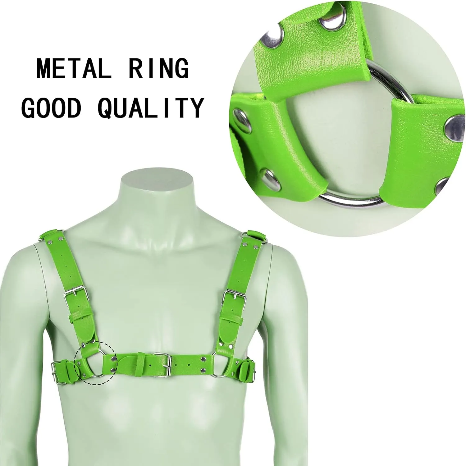 Men's Leather Body Harness Punk Chest Strap Harness Belt Adjustable Gothic Carnival Dance Costume Accessories