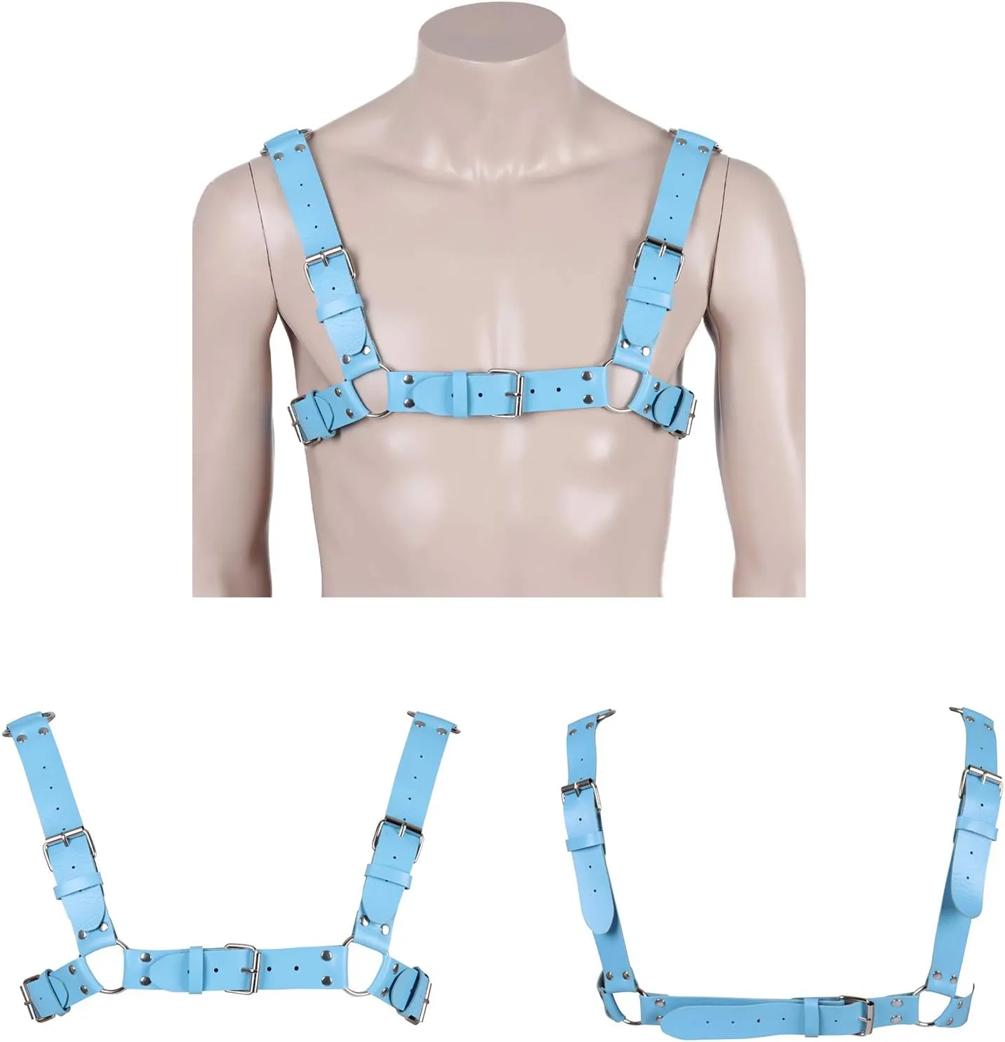 Men's Leather Body Harness Punk Chest Strap Harness Belt Adjustable Gothic Carnival Dance Costume Accessories