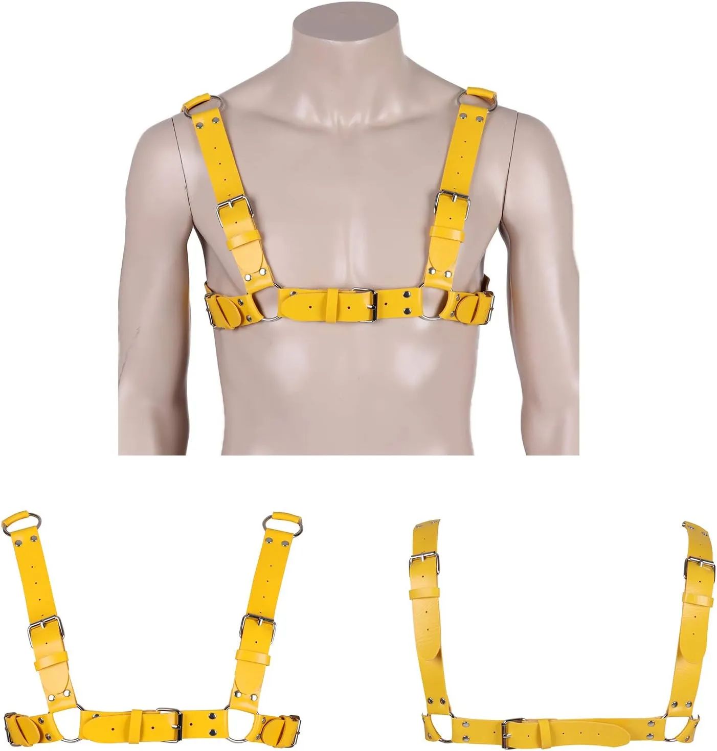 Men's Leather Body Harness Punk Chest Strap Harness Belt Adjustable Gothic Carnival Dance Costume Accessories