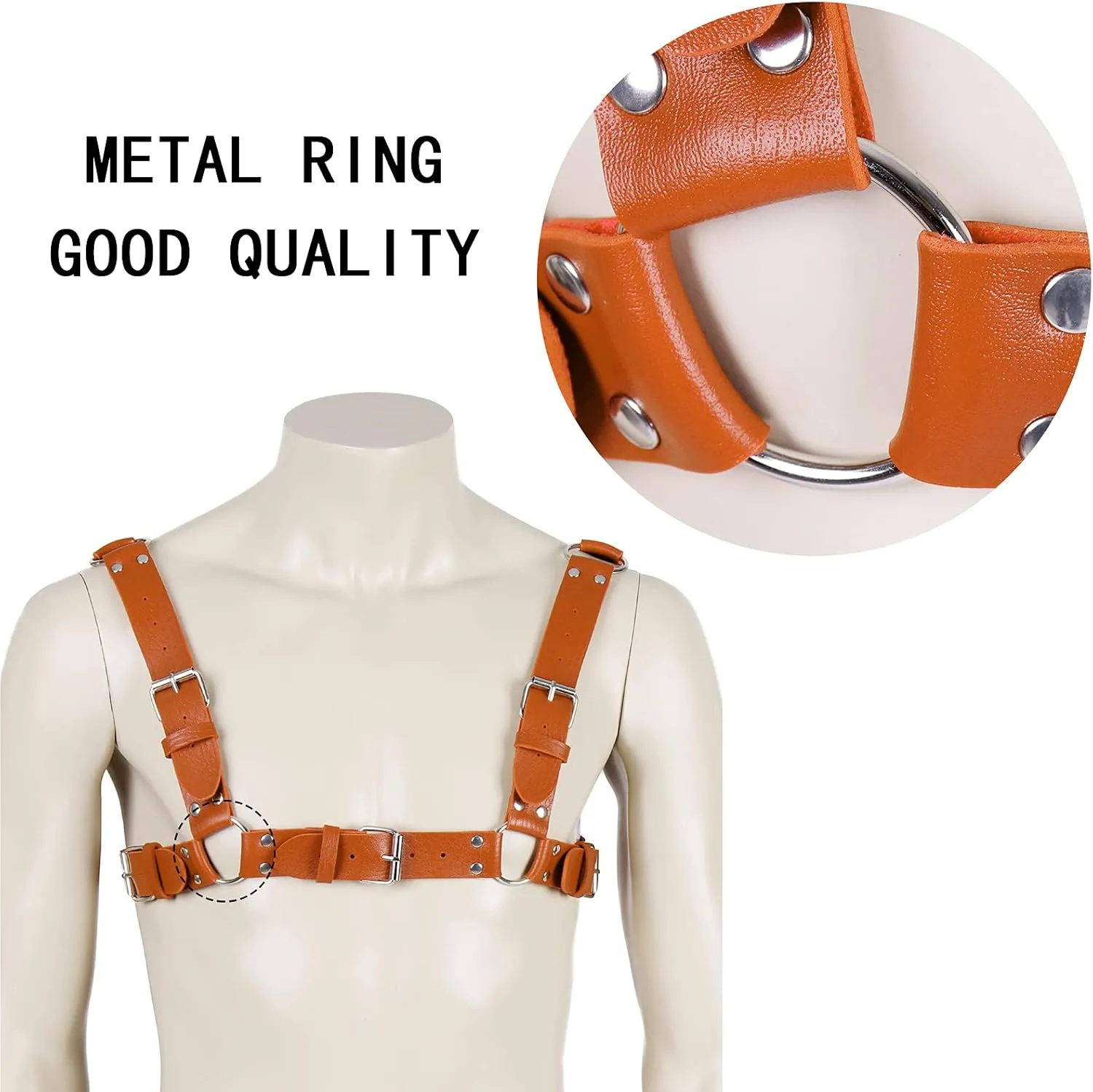 Men's Leather Body Harness Punk Chest Strap Harness Belt Adjustable Gothic Carnival Dance Costume Accessories