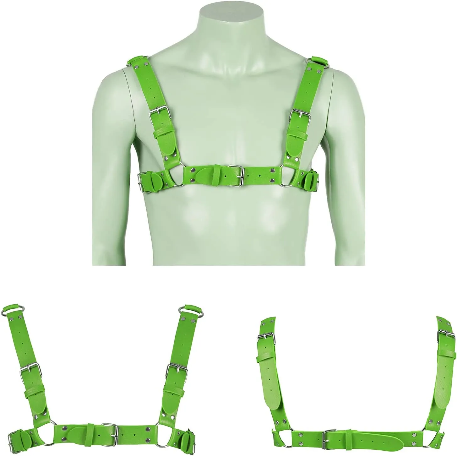 Men's Leather Body Harness Punk Chest Strap Harness Belt Adjustable Gothic Carnival Dance Costume Accessories