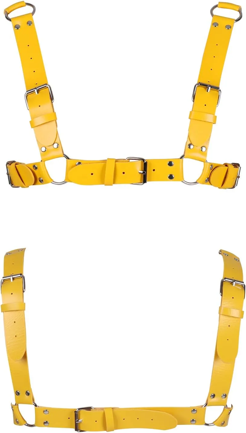 Men's Leather Body Harness Punk Chest Strap Harness Belt Adjustable Gothic Carnival Dance Costume Accessories