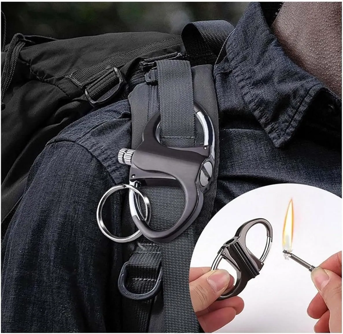 Metal Keychain Lighter, 2025 New Upgrade Lighter Key Chain, Waterproof Lighters Hidden in Key Chain for Outdoor Car and Home (2*Black)