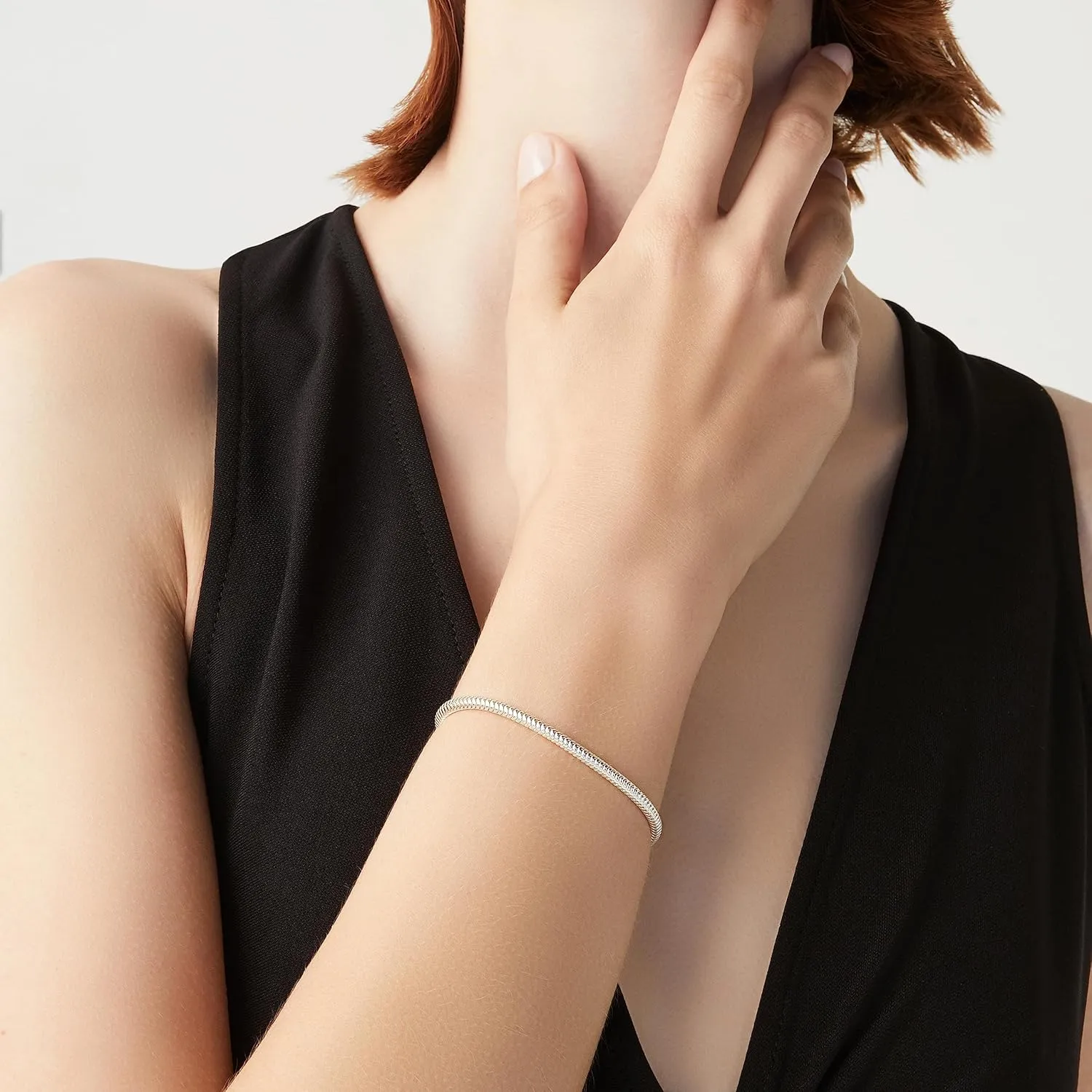 Miabella Italian 925 Sterling Silver Solid 3mm Snake Chain Bracelet for Women Men, Made in Italy