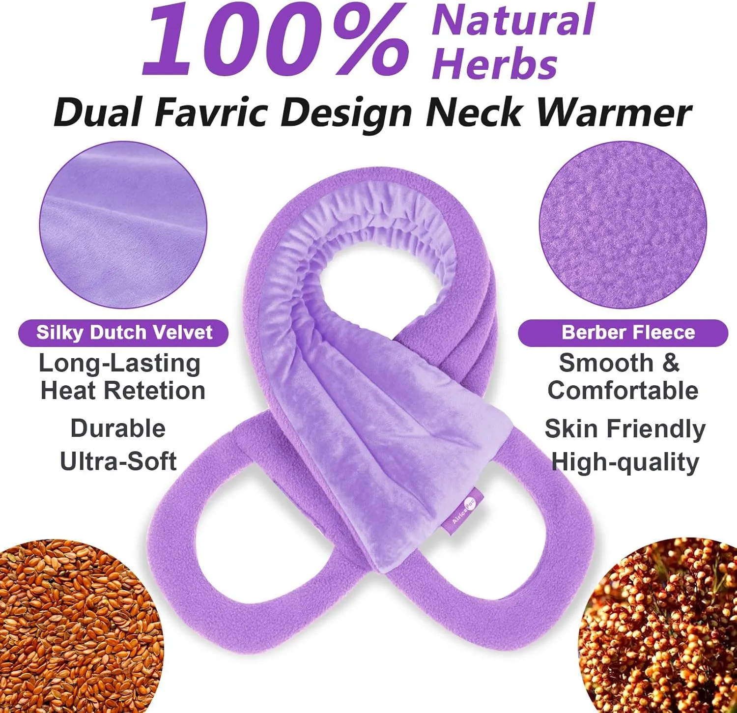 Microwave Heating pad for Neck and Shoulders Back 33 * 5" microwavable Moist Heat Pack Warm hot Compress Neck wrap Weighted Rice Bean Bag Reusable Herbal Nature Calming Portable