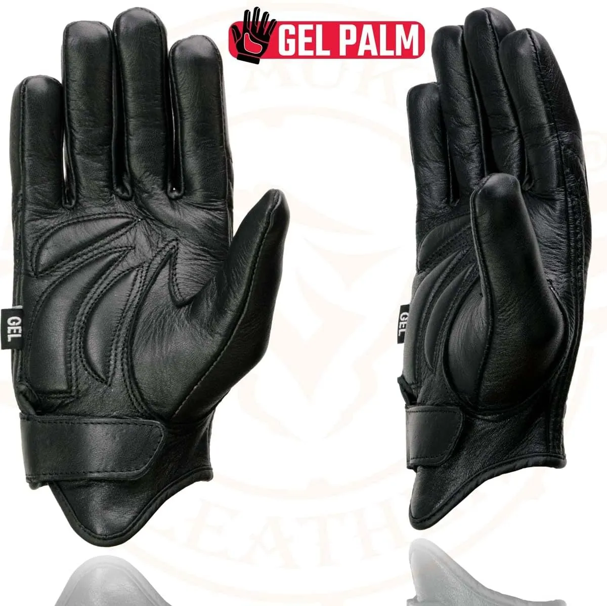 Milwaukee Leather MG7510 Men's Black Leather Gel Padded Palm Short Wrist Motorcycle Hand Gloves W/ Full Panel Cover