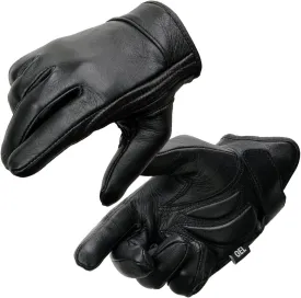 Milwaukee Leather MG7510 Men's Black Leather Gel Padded Palm Short Wrist Motorcycle Hand Gloves W/ Full Panel Cover