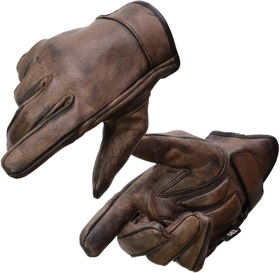 Milwaukee Leather MG7512 Men's Brown Leather Gel Padded Palm Short Wrist Motorcycle Hand Gloves W/ Full Panel Cover - X-Large
