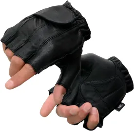 Milwaukee Leather SH442 Men's Black Leather Gel Padded Palm Fingerless Motorcycle Hand Gloves W/Soft Genuine Leather