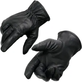 Milwaukee Leather SH734 Men's Black Thermal Lined Leather Motorcycle Gloves w/Cinch Wrist Closure