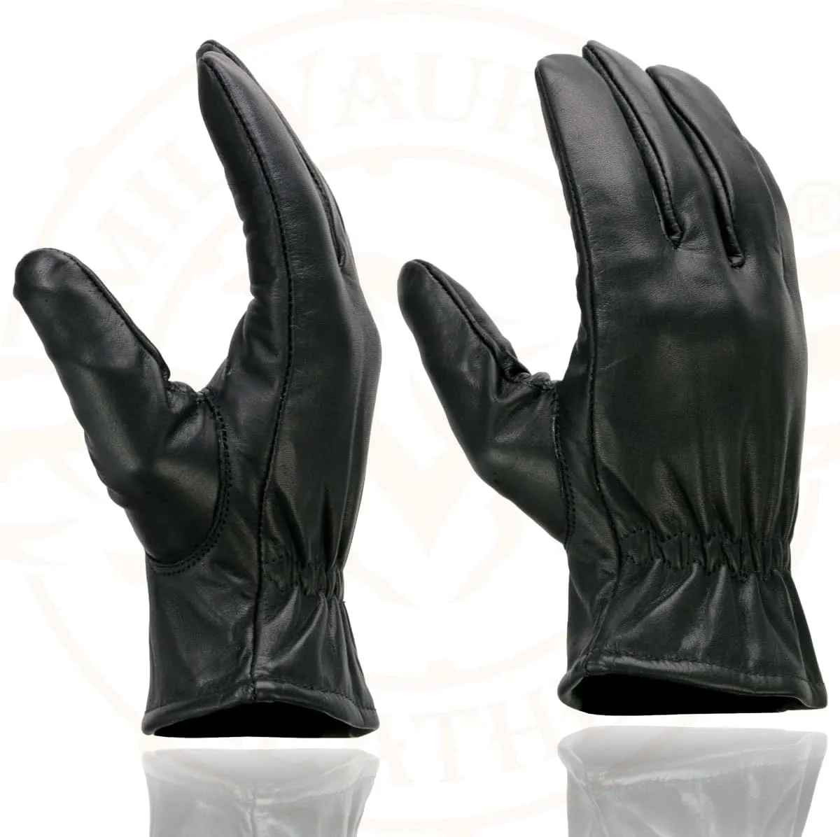 Milwaukee Leather SH734 Men's Black Thermal Lined Leather Motorcycle Gloves w/Cinch Wrist Closure