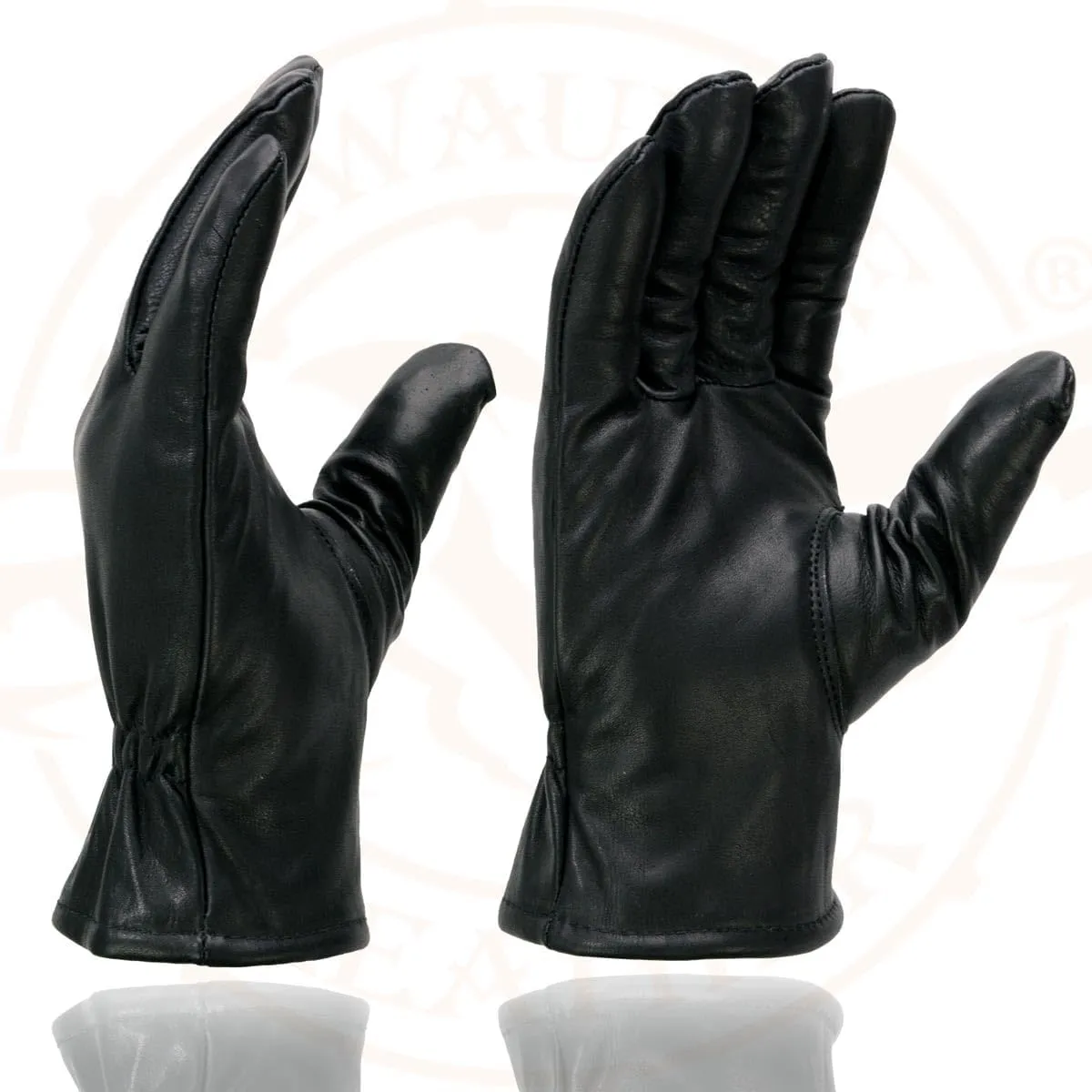 Milwaukee Leather SH734 Men's Black Thermal Lined Leather Motorcycle Gloves w/Cinch Wrist Closure
