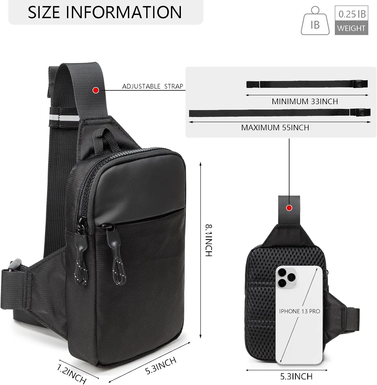 Mini Sling Bag for Men Women, Waterproof Utility Crossbody Backpack Chest Bag for Hiking Travel Sports Running