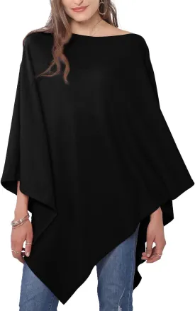 MissShorthair Women's Lightweight Knitted Scarf Poncho Sweater Cape Shawl Versatile Spring Summer Ponchos Wraps
