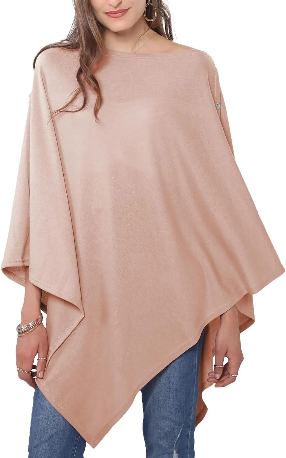 MissShorthair Women's Lightweight Knitted Scarf Poncho Sweater Cape Shawl Versatile Spring Summer Ponchos Wraps