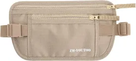 Money Belt for Travel - Hidden Travel Pouch Protect Your Credit and Money With RFID Blocking Passport Holder Waist Wallet (Khaki)