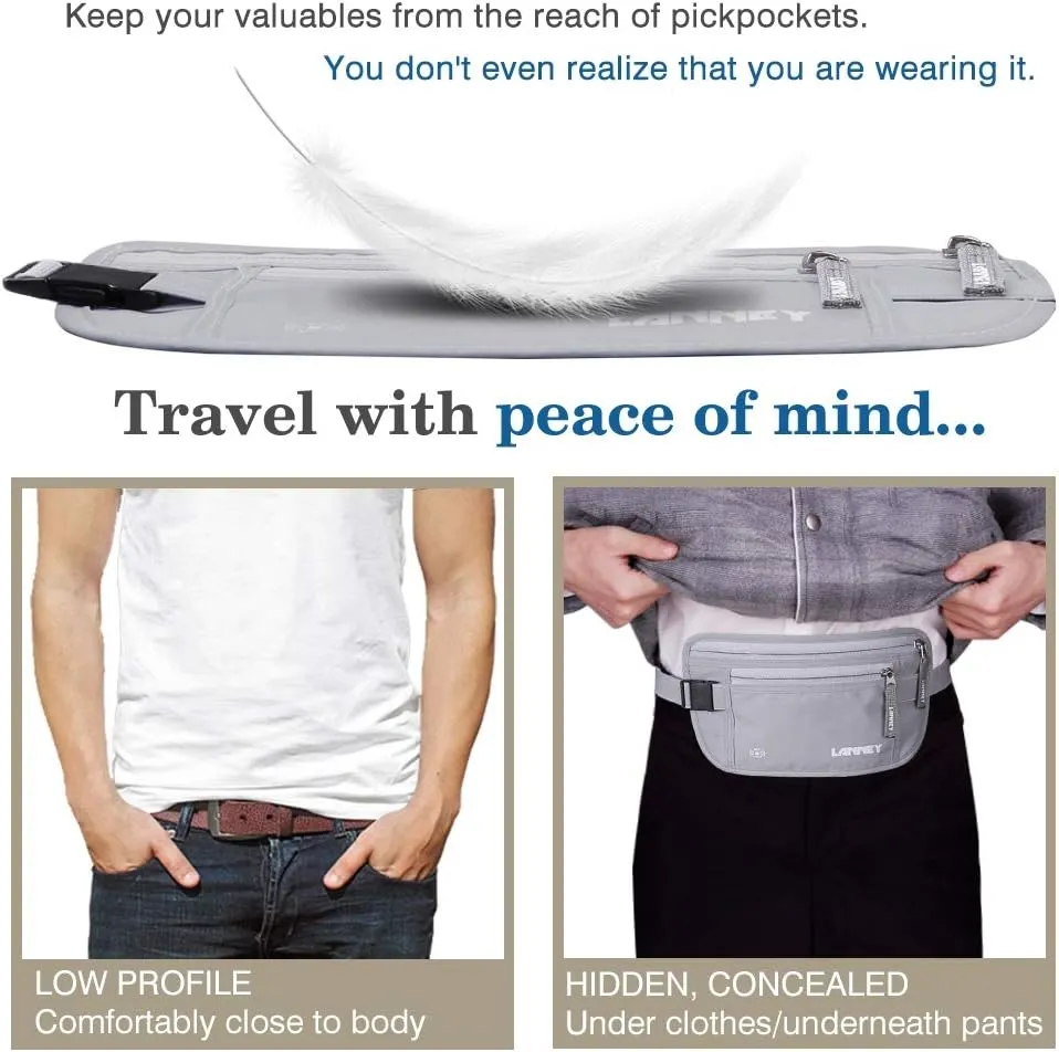 Money Belt for Travel Women and Men Slim Hidden Travel Wallet with RFID Blocking