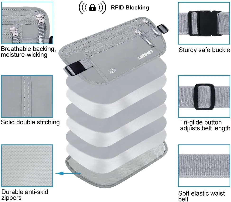 Money Belt for Travel Women and Men Slim Hidden Travel Wallet with RFID Blocking