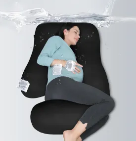 MOON PARK Pregnancy Pillows for Sleeping - U Shaped Full Body Maternity Pillow with Removable Cover - Support for Back, Legs, Belly, HIPS - 57 Inch - Black - Cooling Cover