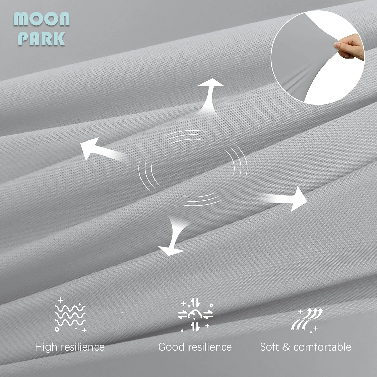 MOON PARK Pregnancy Pillows for Sleeping - U Shaped Full Body Maternity Pillow with Removable Cover - Support for Back, Legs, Belly, HIPS - 57 Inch - Light Grey - Cooling Cover