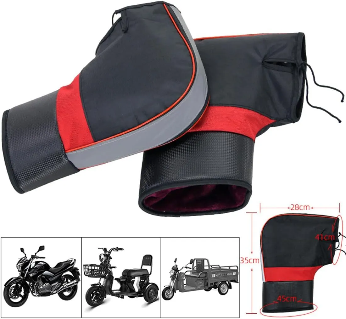 Motorcycle Handlebar Gloves Windproof Waterproof Winter Cycling Gloves Mittens Universal Motorbike Hands Warmer Snowmobile Scooter ATV Motorbike Handle Grip Gloves Thermal Gloves E-bike Cycling Gloves
