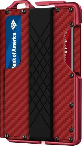 MURADIN Tactical Minimalist Wallet for Men, Slim RFID-Blocking Metal Card Holder, Front Pocket Mens Nylon Leather Dapper Bifold Wallet with Money Clip