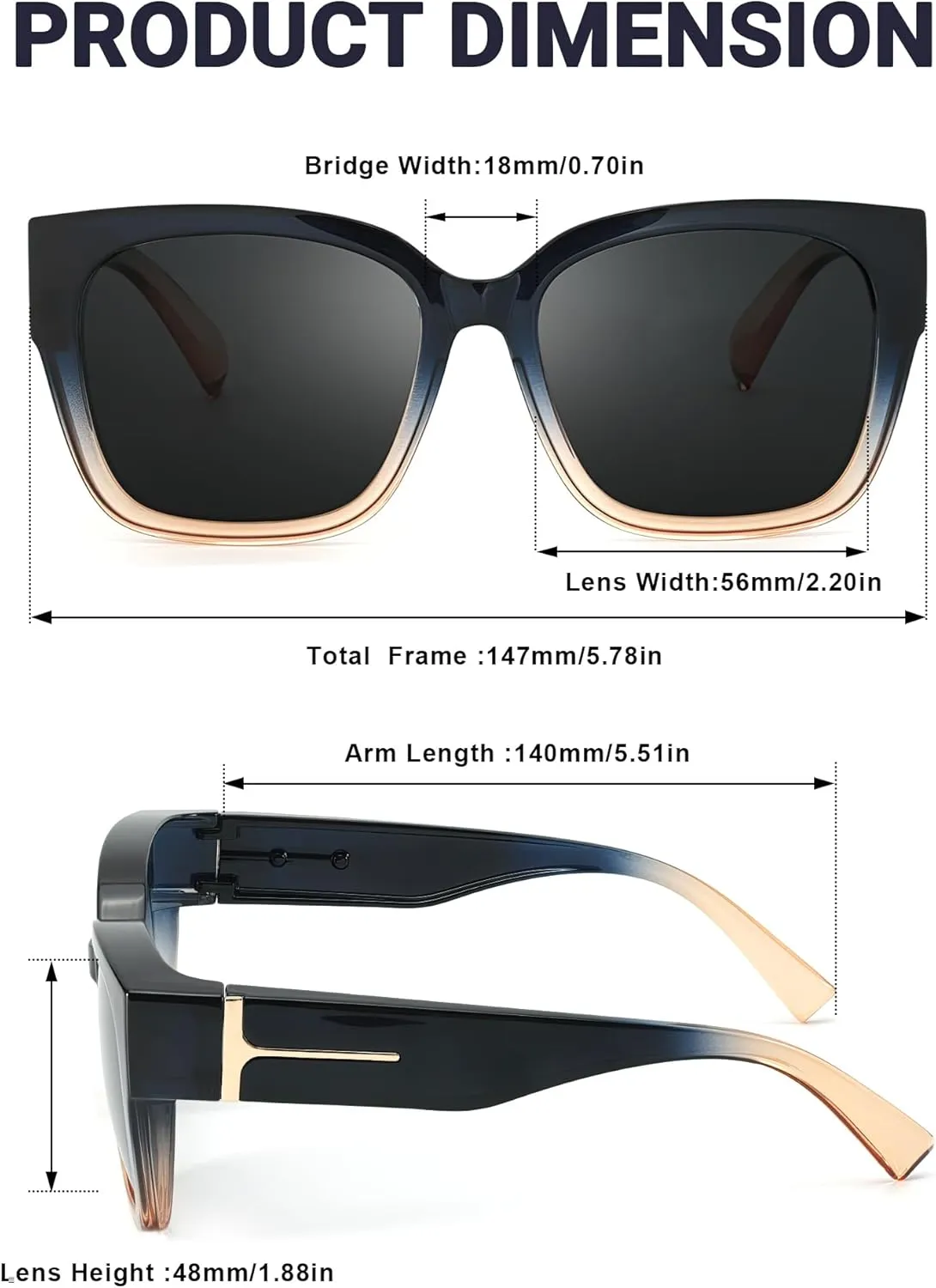 Myiaur Fit Over Sunglasses for Women, Trendy Designer Style Oversized Polarized Sunglasses for Driving with UV400 Protection