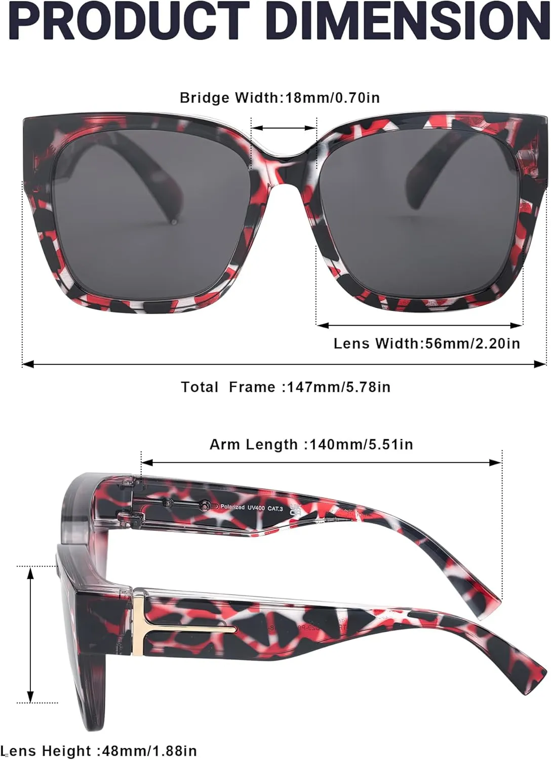 Myiaur Fit Over Sunglasses for Women, Trendy Designer Style Oversized Polarized Sunglasses for Driving with UV400 Protection